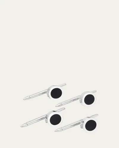 Bergdorf Goodman Men's 18k White Gold Black Onyx Shirt Studs In Silver