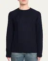 Bergdorf Goodman Men's Aran Linen-cashmere Sweater In Navy