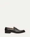 Bergdorf Goodman Men's Brushed Leather Rubber-sole Penny Loafers