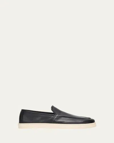 Bergdorf Goodman Men's Buffalo Leather Hybrid Sneaker Loafers In Black