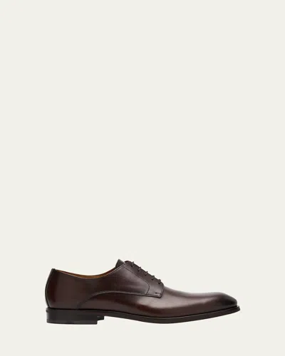 Bergdorf Goodman Men's Calf Leather Derby Shoes In Dark Brown