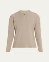 Bergdorf Goodman Men's Cashmere And Linen Henley Sweater In Neutral