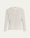 Bergdorf Goodman Men's Cashmere And Linen Henley Sweater In White