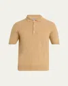 Bergdorf Goodman Men's Cashmere And Linen Short-sleeve Polo Sweater In Neutral