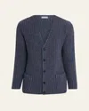 Bergdorf Goodman Men's Cashmere And Wool Melange Knit Cardigan In Blue