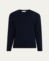 Bergdorf Goodman Men's Cashmere And Wool Rib V-neck Sweater In Blue