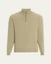 Shop Bergdorf Goodman Men's Cashmere English Rib Half-zip Sweater In Green