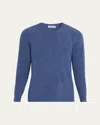 Bergdorf Goodman Men's Cashmere Fisherman Rib Crewneck Sweater In Blue