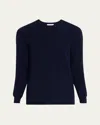 Bergdorf Goodman Men's Cashmere Fisherman Rib Crewneck Sweater In Black