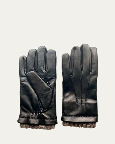 Bergdorf Goodman Men's Cashmere-lined Napa Leather Gloves