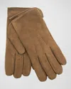 Bergdorf Goodman Men's Cashmere-lined Suede Gloves In Brown