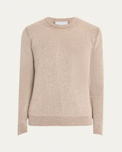 Bergdorf Goodman Men's Cashmere Novelty Knit Crewneck Sweater In Browntaupe