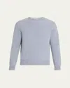 Bergdorf Goodman Men's Cashmere Ribbed Crewneck Sweater In Lt Blue