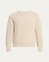 Bergdorf Goodman Men's Cashmere Ribbed Crewneck Sweater In Oatmeal
