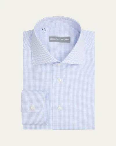 Bergdorf Goodman Men's Check Button-front Dress Shirt In Blue