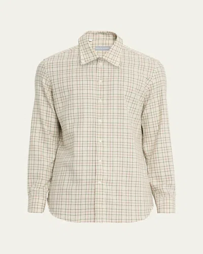 Bergdorf Goodman Men's Cotton Check Classic Fit Button-down Shirt In Brown