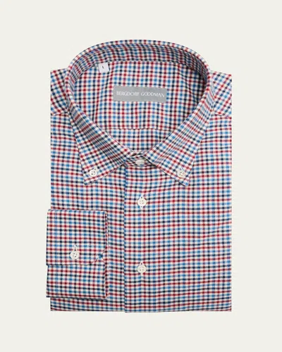 Bergdorf Goodman Men's Cotton Gingham Button-collar Sport Shirt In Multi