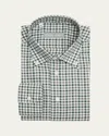 Bergdorf Goodman Men's Cotton Graph Check Button-collar Sport Shirt In Gray