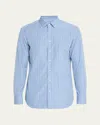 Bergdorf Goodman Men's Cotton Grid Check Button-collar Sport Shirt In Blue
