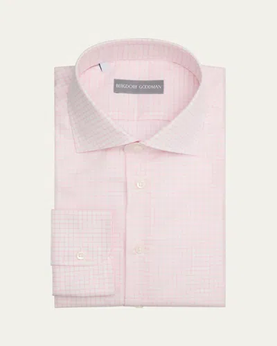Bergdorf Goodman Men's Cotton Grid Check Dress Shirt In Pink