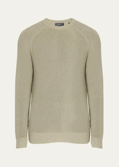 Bergdorf Goodman Men's Cotton Melange Crewneck Sweater In Green Black