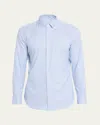 Bergdorf Goodman Men's Cotton Micro-check Button-collar Sport Shirt In Blue