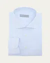 Bergdorf Goodman Men's Cotton Micro-check Spread-collar Dress Shirt In Blue
