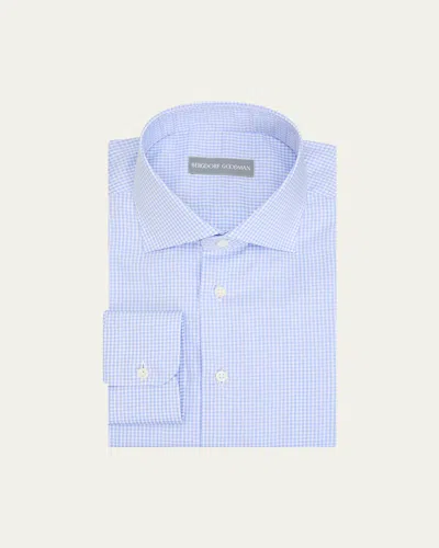 Bergdorf Goodman Men's Cotton Micro-check Point Collar Dress Shirt In Animal Print