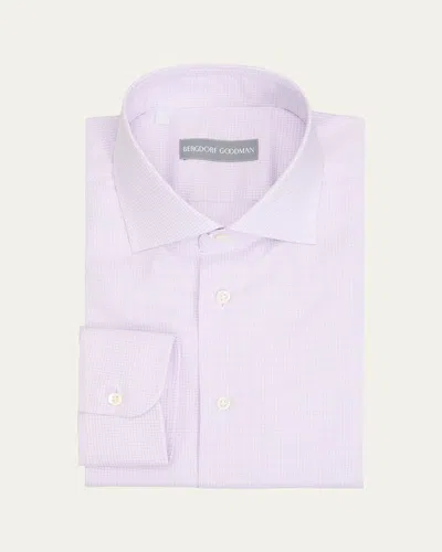 Bergdorf Goodman Men's Cotton Micro-check Point Collar Dress Shirt In Pink