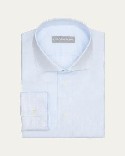 Bergdorf Goodman Men's Cotton Micro-check Point Collar Dress Shirt In Blue