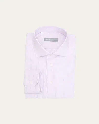 Bergdorf Goodman Men's Cotton Micro-check Point Collar Dress Shirt In Blue