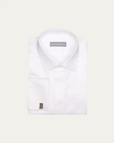 Bergdorf Goodman Men's Cotton Micro-textured French Cuff Dress Shirt In Animal Print