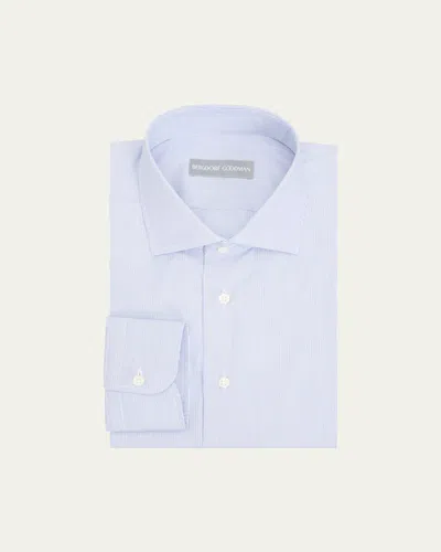 Bergdorf Goodman Men's Cotton Pencil Stripe Spread Collar Dress Shirt In Black