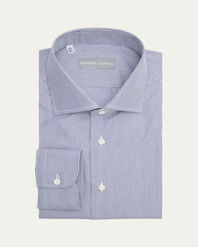 Bergdorf Goodman Men's Cotton Petite Bengal Stripe Dress Shirt In Blue