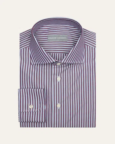 Bergdorf Goodman Men's Cotton Pinstripe Spread-collar Dress Shirt In Blue