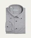 Bergdorf Goodman Men's Cotton Pique Button-collar Sport Shirt In Blue
