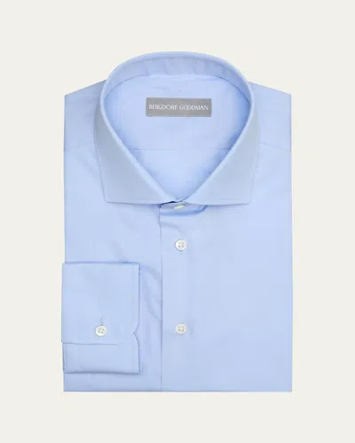 Bergdorf Goodman Men's Cotton Poplin Solid Dress Shirt In Blue