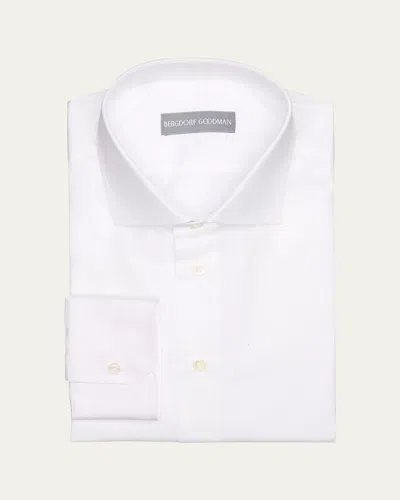 Bergdorf Goodman Men's Cotton Poplin Solid Dress Shirt In White