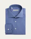 Bergdorf Goodman Men's Cotton Spread Collar Dress Shirt In Blue