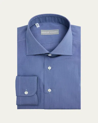Bergdorf Goodman Men's Cotton Spread Collar Dress Shirt In Blue
