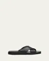 Bergdorf Goodman Men's Crisscross Napa Leather Slide Sandals In Black