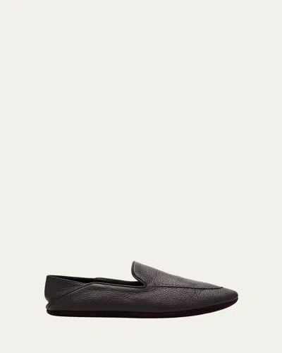 Bergdorf Goodman Men's Deerskin Leather Lounge Slippers In Brown