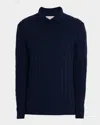 Bergdorf Goodman Men's Elvis Merino Wool Polo Sweater In Blue