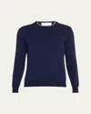 Bergdorf Goodman Men's Giza Cotton Crewneck Sweater In Blue