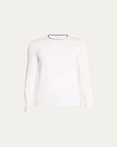 Bergdorf Goodman Men's Giza Cotton Crewneck Sweater In White