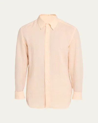 Bergdorf Goodman Men's Heathered Cotton Button-down Shirt In Pink