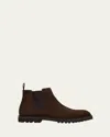 Bergdorf Goodman Men's Oiled Suede Lug Sole Chelsea Boots In Dark Brown