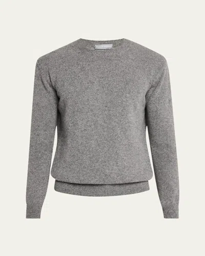 Bergdorf Goodman Men's Jersey Stitch Cashmere Crewneck Sweater In 53858 M Med Gry