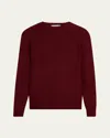 Bergdorf Goodman Men's Jersey Stitch Cashmere Crewneck Sweater In Burgundy
