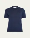 Bergdorf Goodman Men's Knit Crewneck Linen-cotton Sweater Shirt In Blue